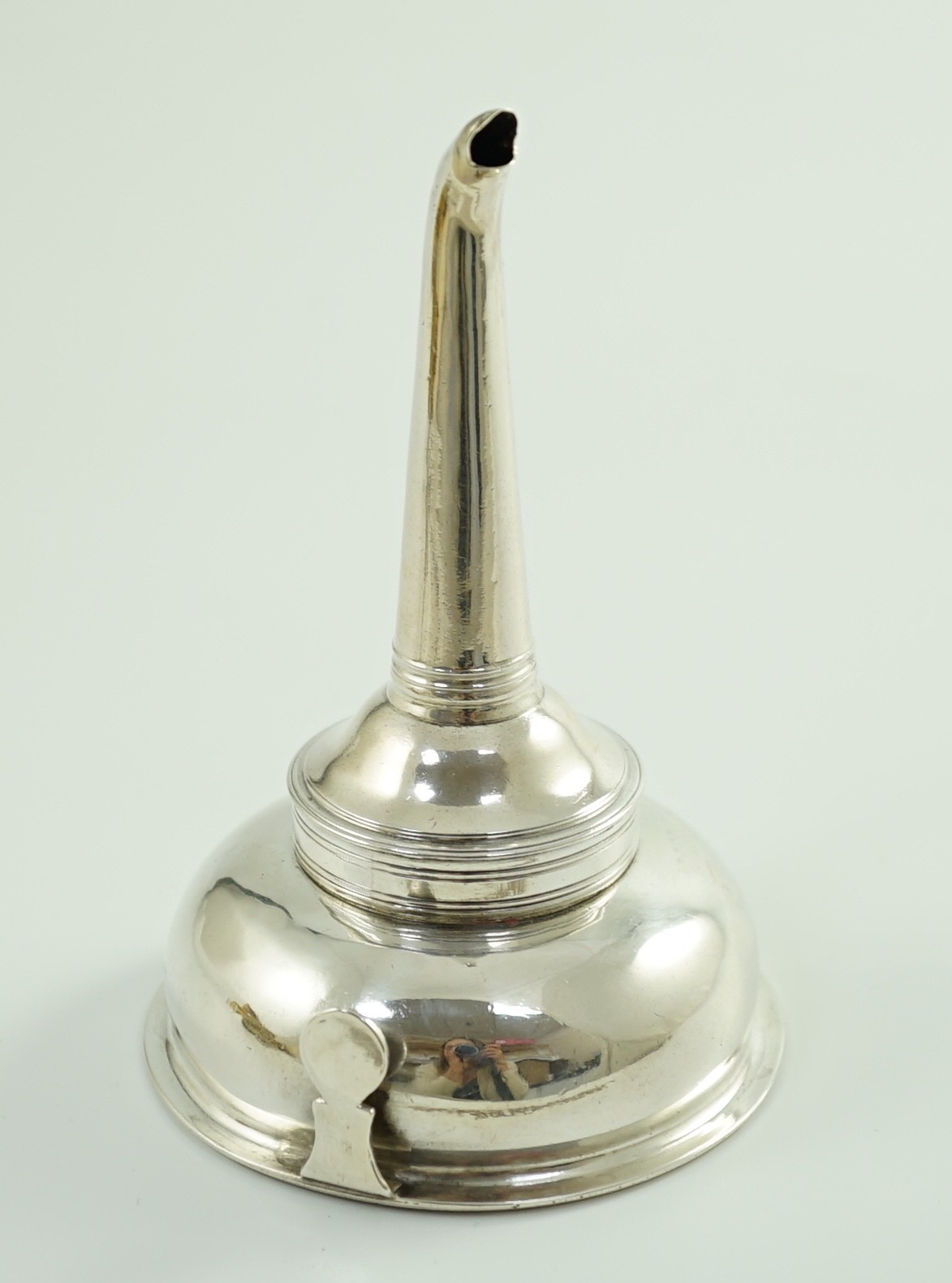 A George III silver wine funnel, by Hester Bateman